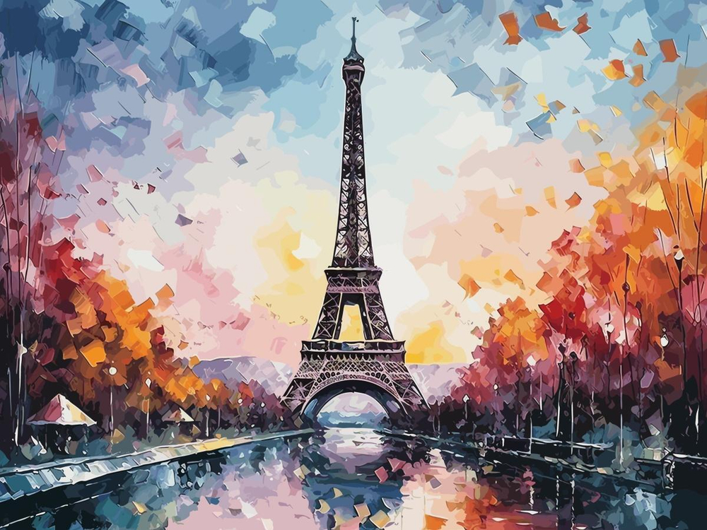 Алмазная мозаика 30х40см. "Символ Парижа" блест. с полн.заполнен.на подрам. (30цв.) (арт.АЛМ-0017)