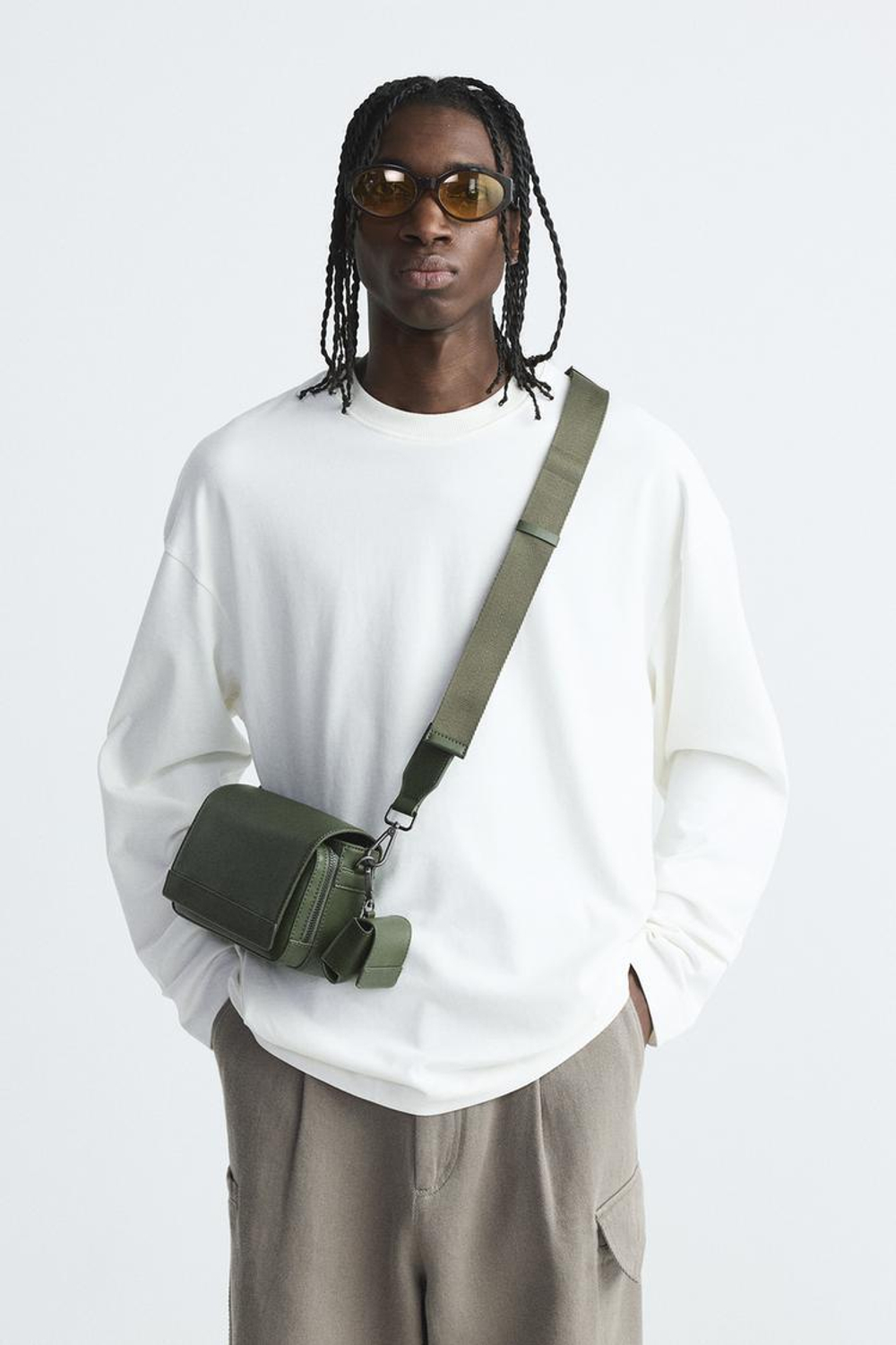 ZARA КОМБИНИРОВАННАЯ СУМКА С КОШЕЛЬКОМ ДЛЯ МОНЕТ, ЗЕЛЕНЫЙ