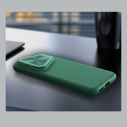 Чехол зеленого цвета (Deep Green) от Nillkin с металлической откидной крышкой для камеры на Huawei Pura 70 Pro и Pura 70 Pro+, серия CamShield Prop Case
