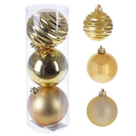 GAEM Украшение новогоднее Шар "Золотое трио", набор из 3 шт, D 8 см, L8 W8 H9 см