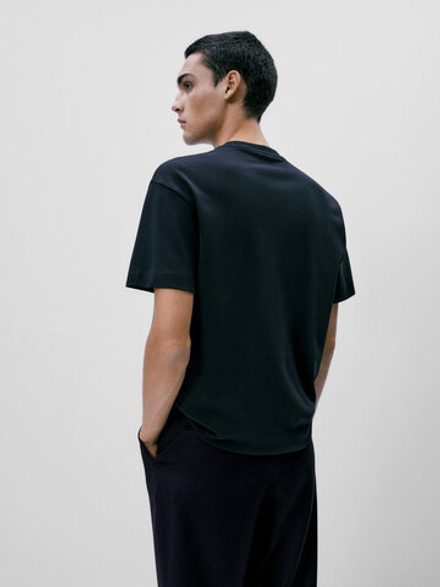 Massimo Dutti ФУТБОЛКА С КРУГЛЫМ ВЫРЕЗОМ, ЧЕРНЫЙ