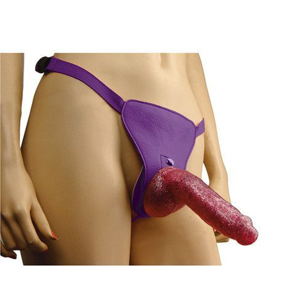 Гламурный страпон с блёстками Bree Olson Glitter Glam Strap-On Harness   Dong - 16 см.