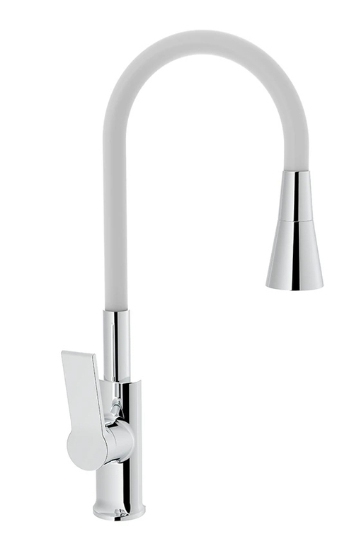 243524-F Смеситель од. для кухни с гиб. излив (ХРОМ/БЕЛЫЙ) ViEiR (10/1шт)