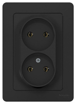 Розетка 2-м СП Blanca 16А IP20 250В без заземл. без защ. шторок антрацит SE BLNRS000026