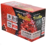 Гирлянда для улицы 20м 240 ламп LED чёрный провод, 8 реж, IP-54, Красный (возможность соединения)