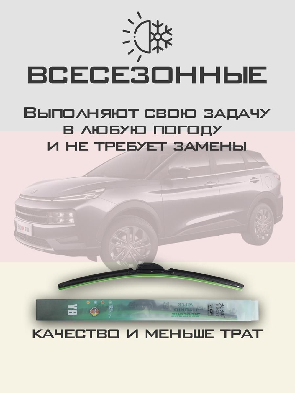Щетки стеклоочистителя HUOYE Y8 600/400 мм на JAC JS6 | Push button