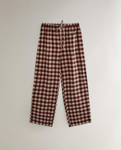 ZARA HOME ПИЖАМНЫЕ БРЮКИ ИЗ ХЛОПКА, БОРДОВЫЙ