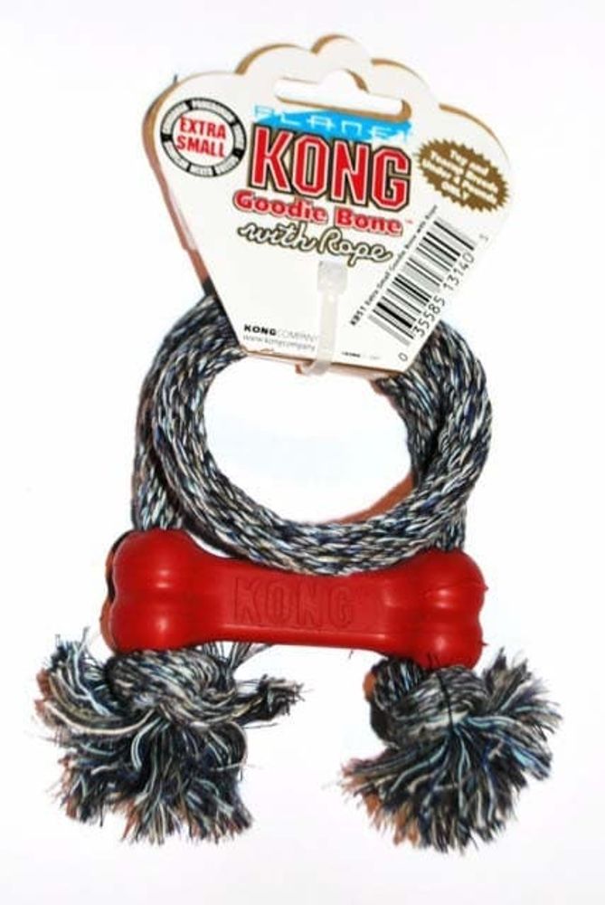 Kong игрушка для собак &quot;Косточка&quot; с канатом очень маленькая 9 см