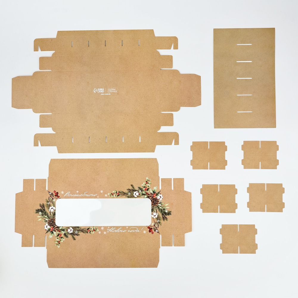 Коробка для 12 конфет Новогодняя ботаника, 26.5 х 10.5 х 3.5 см