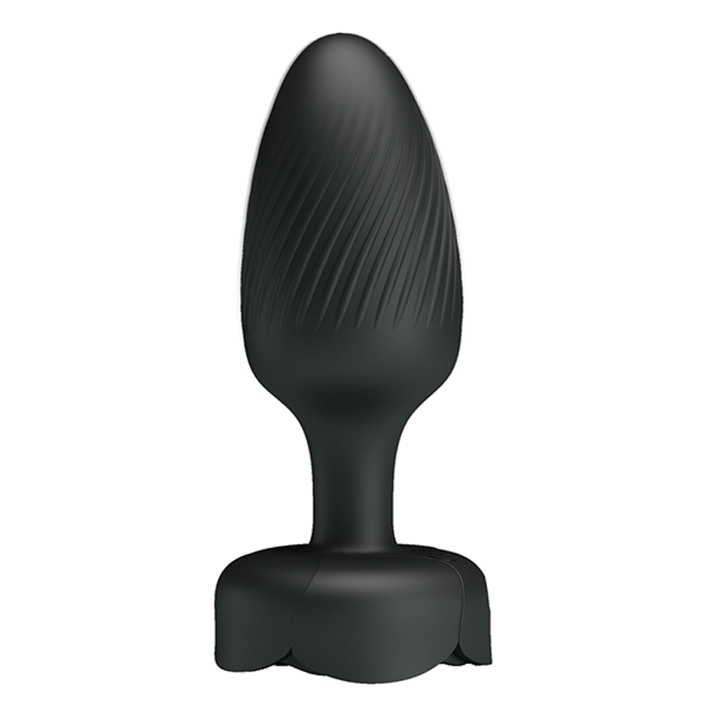 Анальная вибропробка 10,8 см с мигающими огнями Pretty Love Varian Large Butt Plug Multi Color Bottom Light Black BI-040182
