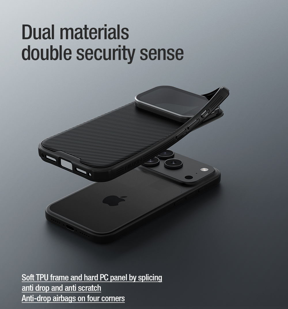 Чехол черного цвета с MagSafe на iPhone 17 Pro, серия CamShield Prop Magnetic (версия с тонированной крышкой объектива) от Nillkin