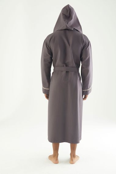 Вафельный мужской халат с капюшоном 24680 коричневый NUSA