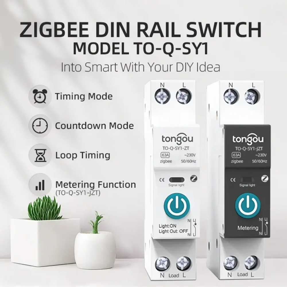 Автоматический выключатель на DIN рейку Tuya Zigbee 40А без измерения мощности - работает с Яндекс Алисой
