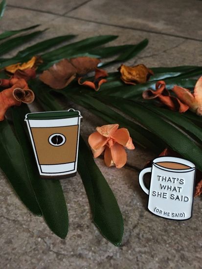 Значок деревянный (брошь) Кофе. Fire Pin