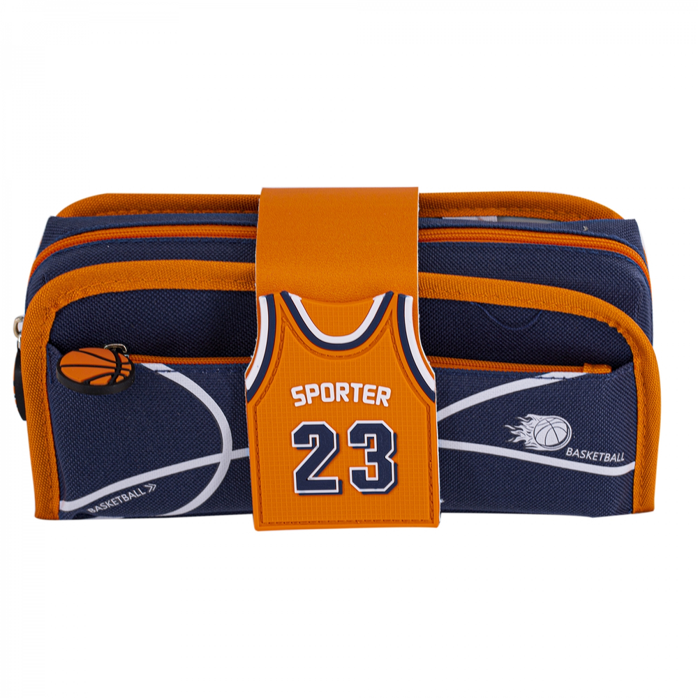 Пенал - косметичка Alingar, ПВХ, молния, боковой карман, съёмная косметичка, липучка,195 х 80 мм, "Sporter 23", микс (син/оранж, фиол/желт, черн/крас)