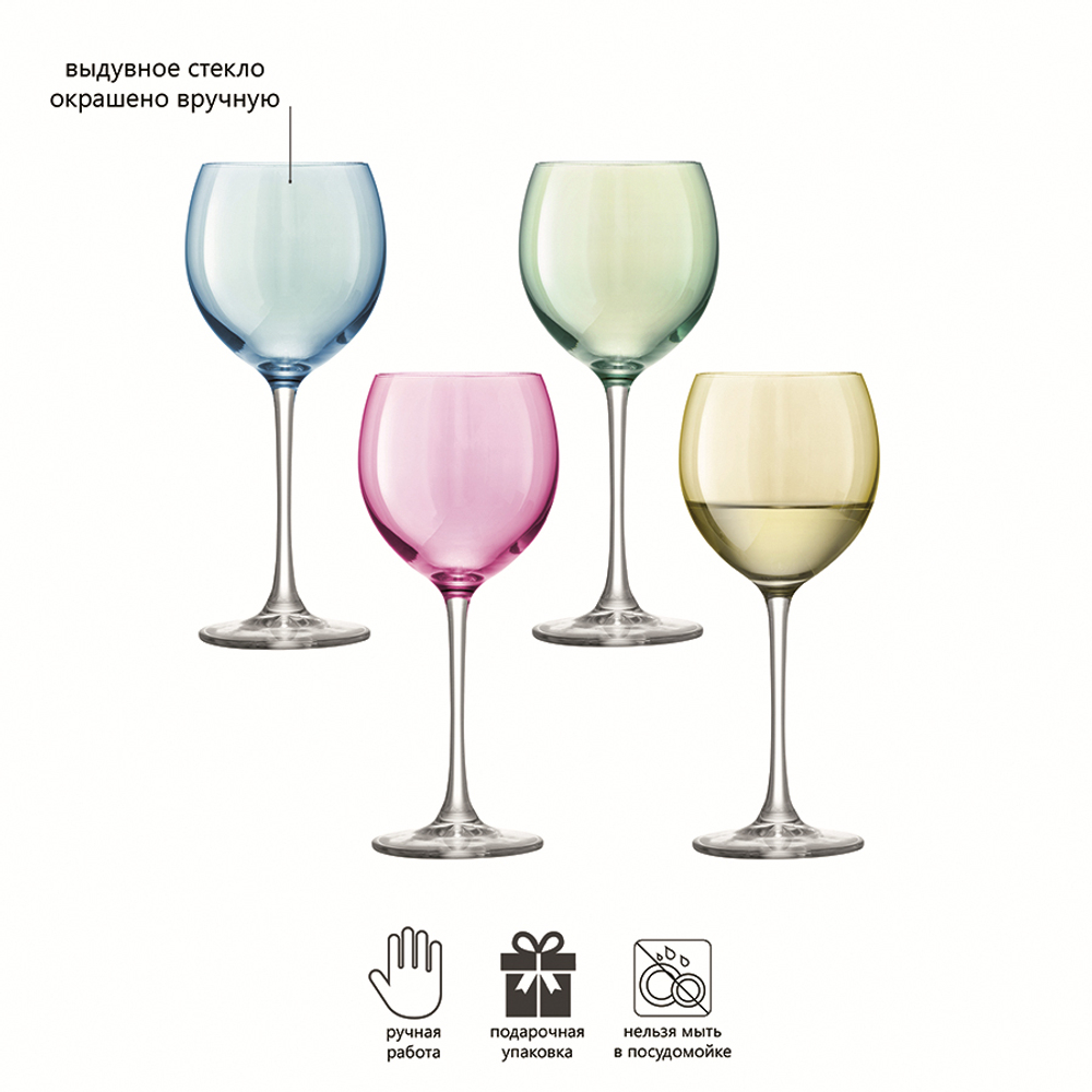Набор бокалов для вина polka, 400 мл, пастельный, 4 шт.