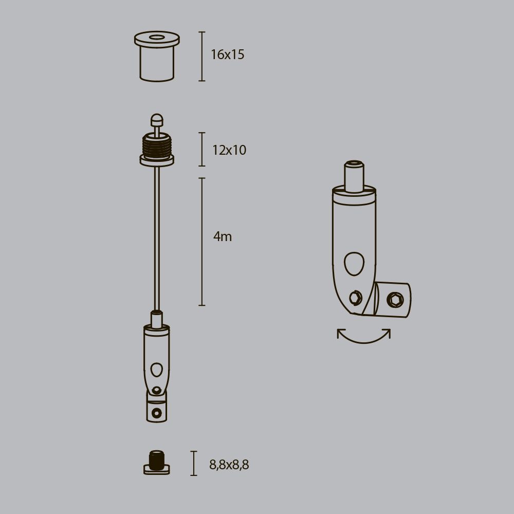 Комплект подвесов для радиусного профиля 2м. Maytoni ALM-3535R-P-2M