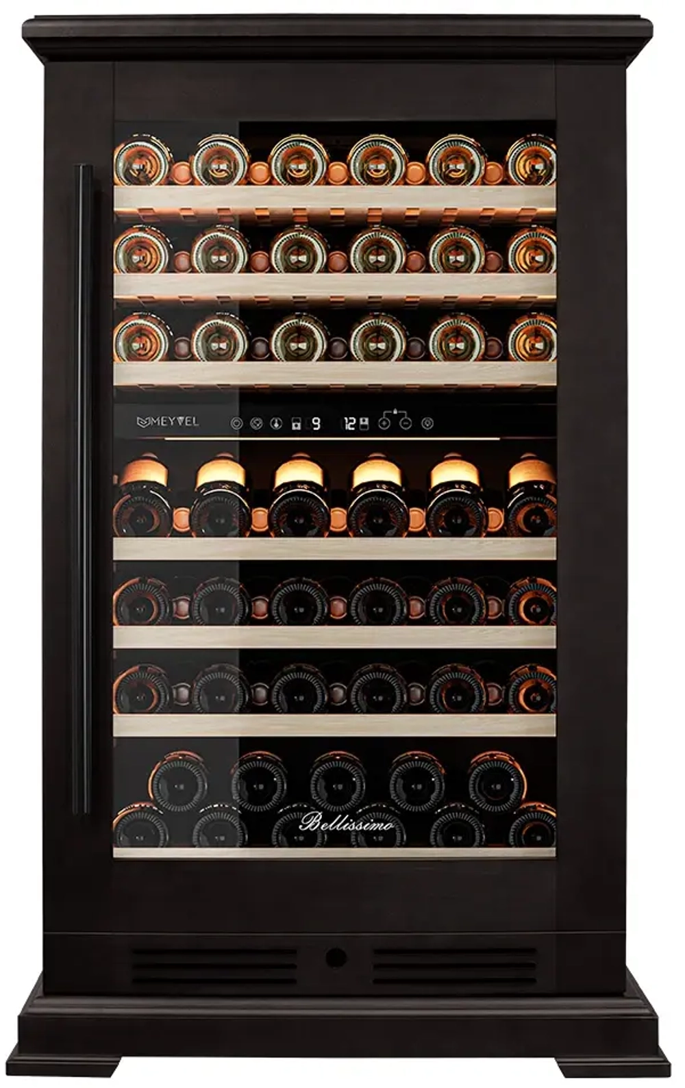 Винный шкаф двухзонный Meyvel MV77PRO-KBT2 (Тёмный шоколад)