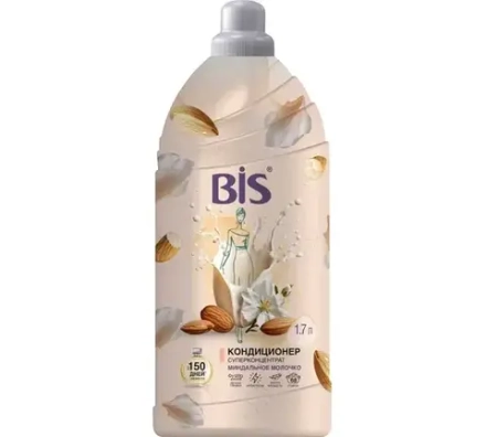 BIS Кондиционер для белья концентрированный Миндальное молочко 1,7л, блок 4шт.