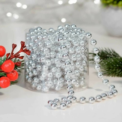 Цепь новогодняя 5м Шарик d0,6см, цвет серебро