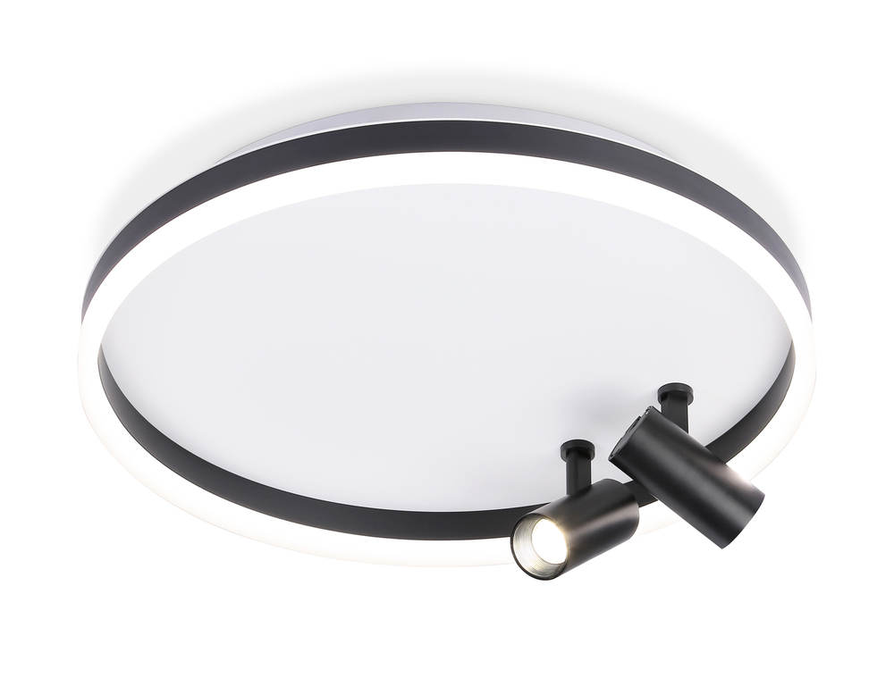 Потолочный светодиодный светильник с пультом управления FL5113/1+2 WH/BK белый/черный 43W 3000K-6400K D500*130 (ПДУ ИК)