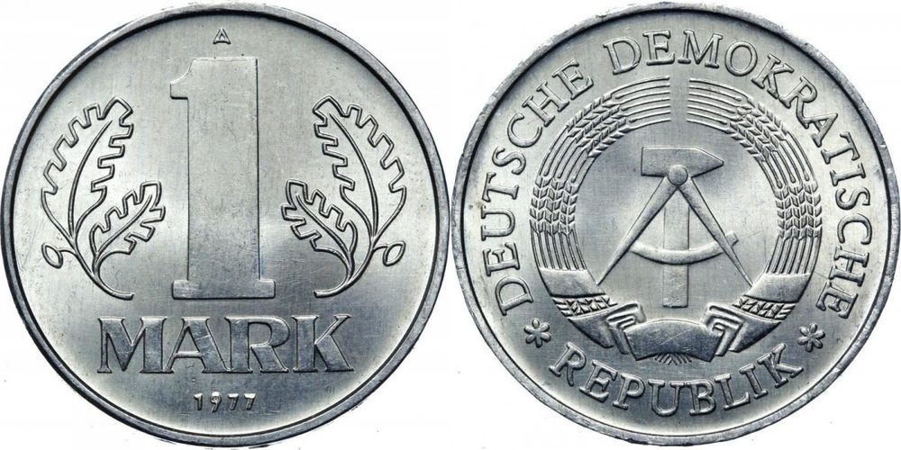 Германия - ГДР 1 марка, 1977 Герб XF