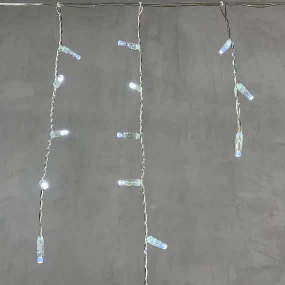 Светодиодная бахрома с колпачком 4,9 x 0,5 м белая 220В, 200 LED, провод прозрачный ПВХ, IP65 (PIL200CAP-10-2W)