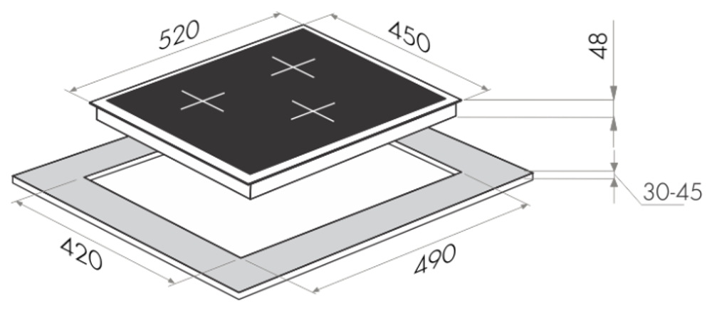 Встраиваемая индукционная варочная панель Maunfeld MVI45.3HZ.3BT BK