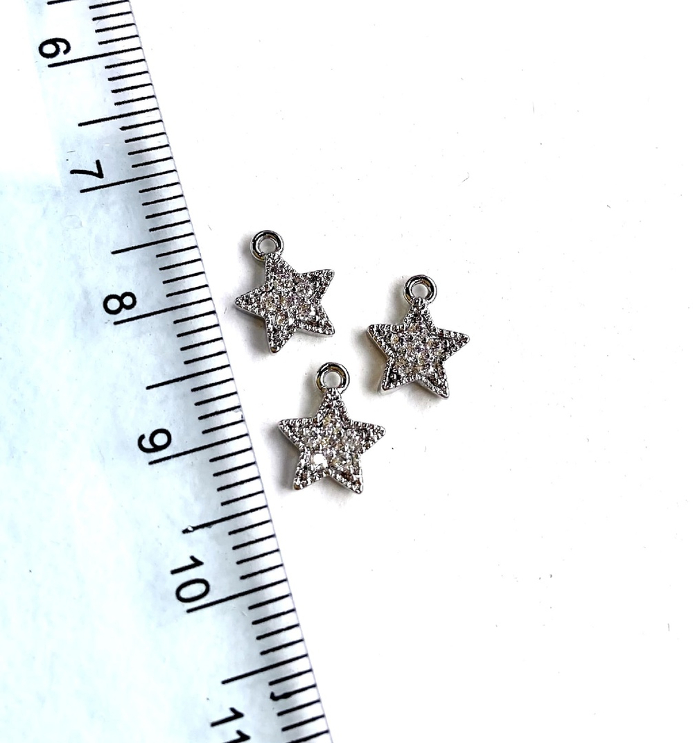 11031-р Подвеска "Звёздочка" 9*7,5мм, родий с цирконами