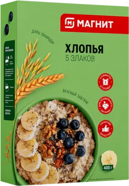 Хлопья Магнит 5 злаков 400г