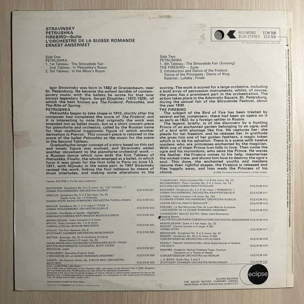 Стравинский - Петрушка / Сюита «Жар-птица» (Англия 1969г.)