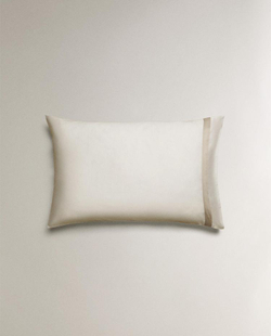 ZARA HOME НАВОЛОЧКА ИЗ САТИНА С КАЙМОЙ (300 НИТЕЙ), СЕРЫЙ