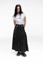 Юбка Kraizy Stripes Макси из джинсы черная