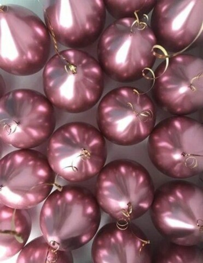 Шары с гелием под потолок Хром Розовый 15 шаров