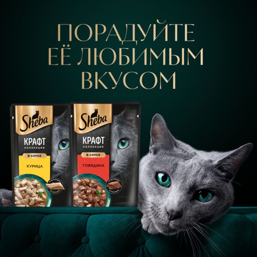 Слайсы в соусе курица, 75г влажный корм для кошек Sheba КРАФТ