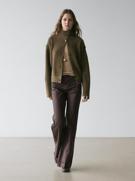 Massimo Dutti Расклешенные брюки, фиолетовый