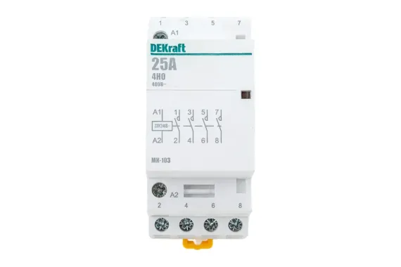 Контактор модульный DEKraft МК-103 2П 25А 220В АС 4НО 23607