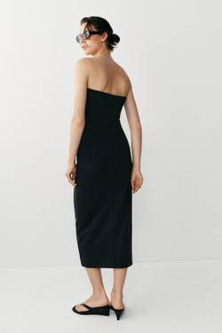 ZARA ЭЛАСТИЧНОЕ ПЛАТЬЕ С НАВЕСНЫМИ ПЕТЛЯМИ, ЧЕРНЫЙ