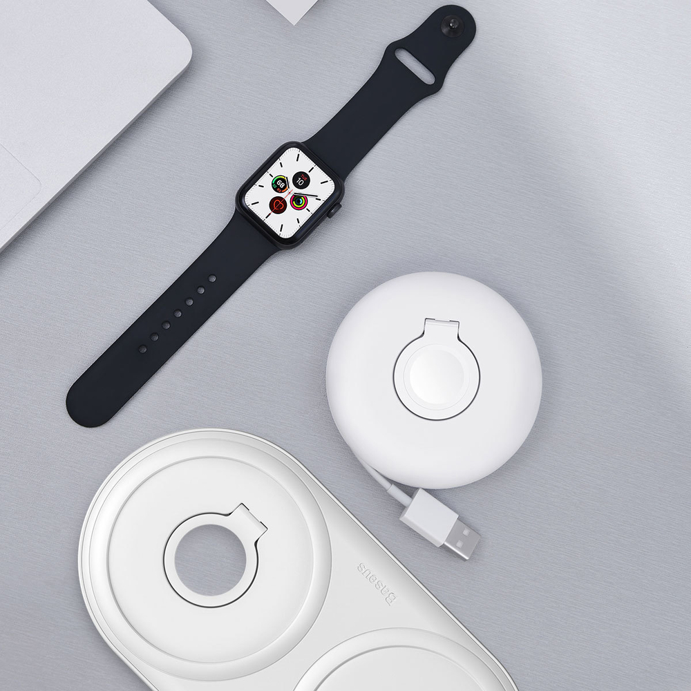 Держатель зарядки для Apple Watch Baseus Planet Cable Winder - White