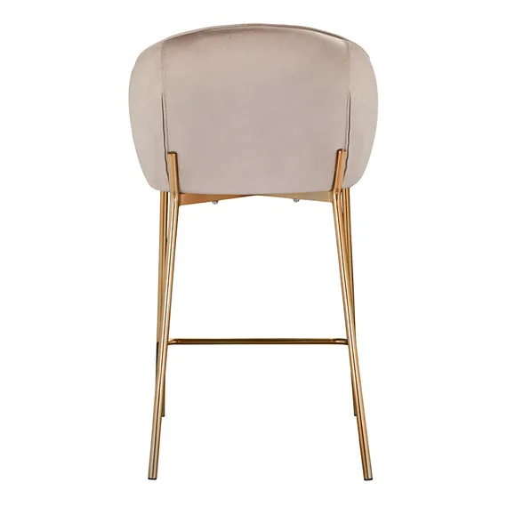Полубарный стул Coral серо-бежевый велюр с золотыми ножками
