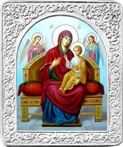 Всецарица Пантанасса. Маленькая икона в серебряной раме.