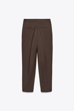 ZARA БРЮКИ С РАЗРЕЗАМИ СНИЗУ, КОРИЧНЕВЫЙ