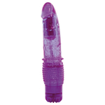 Фиолетовый вибратор с блёстками VIBRATOR JAMMY JELLY HAPPY GLITTER - 21 см. (Цвет: фиолетовый)