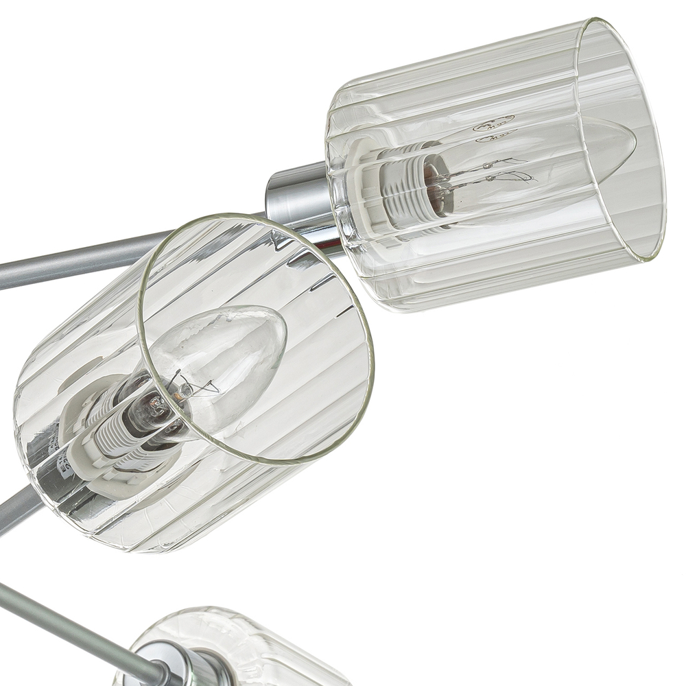 Светильник на штанге 8x40Вт E14, металл/стекло, серебро/хром