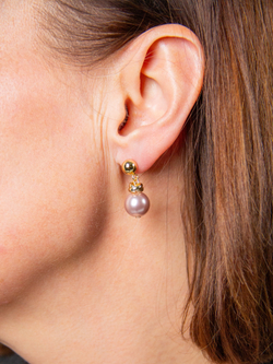 Серьги пусеты "Бланш" из жемчуга розовый щербет на золотой швензе