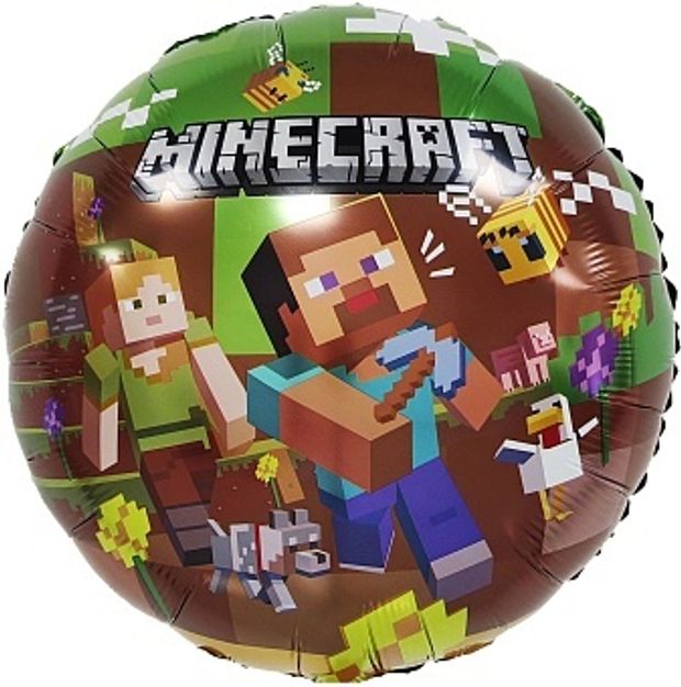 К Шар (18''/46 см) Круг, Пиксельные человечки, Дизайн №2, 1 шт. в уп.(БГ-15)