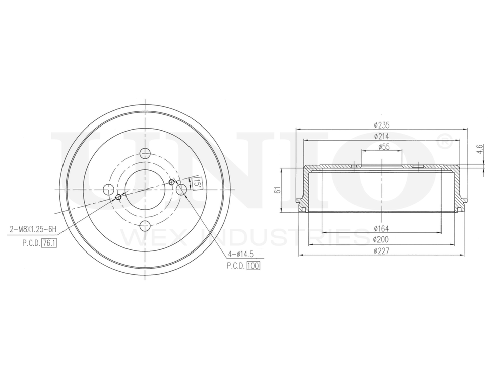 Барабан тормозной задний UNIO BRD-10040