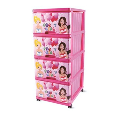 Комод 4 ящика с рис "Девочки на празднике"