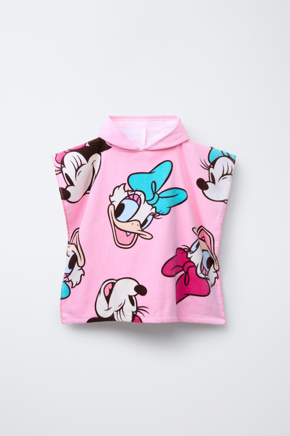 ZARA ПОЛОТЕНЦЕ ПОНЧО С ПРИНТОМ MINNIE MOUSE AND DAISY © DISNEY, РОЗОВЫЙ