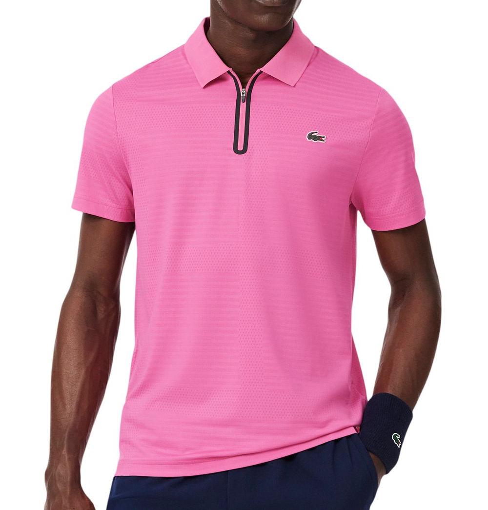 Теннисное поло Lacoste Ultra Dry Stretch Jacquard Tennis - fushia pink